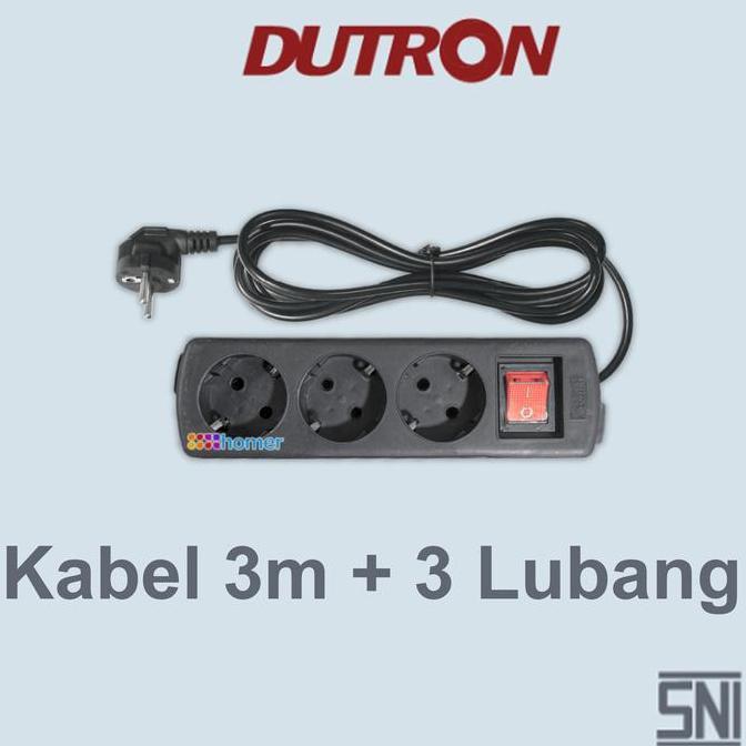 Denki- Dutron Stop Kontak Original Ber Sni Colokan Hitam Sambungan Kabel Listrik 2 3 4 5 Lubang Loba