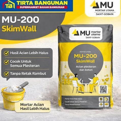MU 200 SKIM WALL ACIAN PLESTERAN & BETON MORTAR SEMEN INSTAN ACIAN PLESTER DAN BETON 40 KG