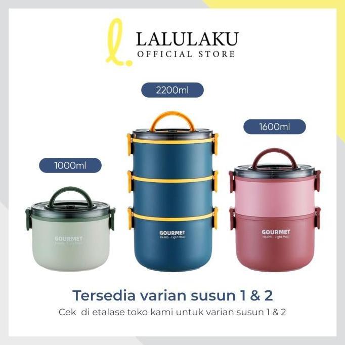 La Natuna Kotak Makan Rantang Susun Stainless Steel Bekal Anti Tumpah