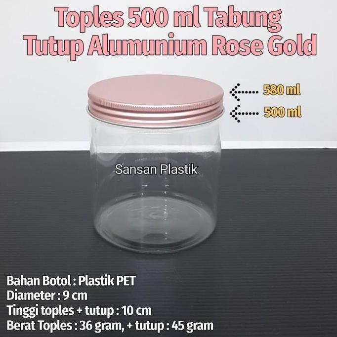 Toples Tutup Alumunium 500 ml Tabung / Toples 500ml Tutup Alumunium