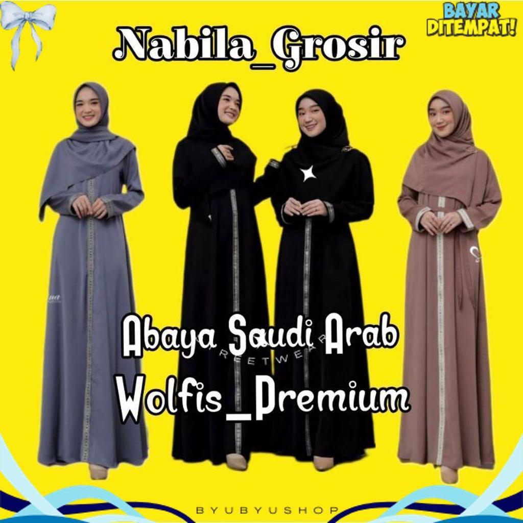 Bisa Cod Abaya Saudi Arab Wolfis Premium/Gamis Maxi Jumbo Panjang Motif Renda Arab Saudi/Gamis Abaya