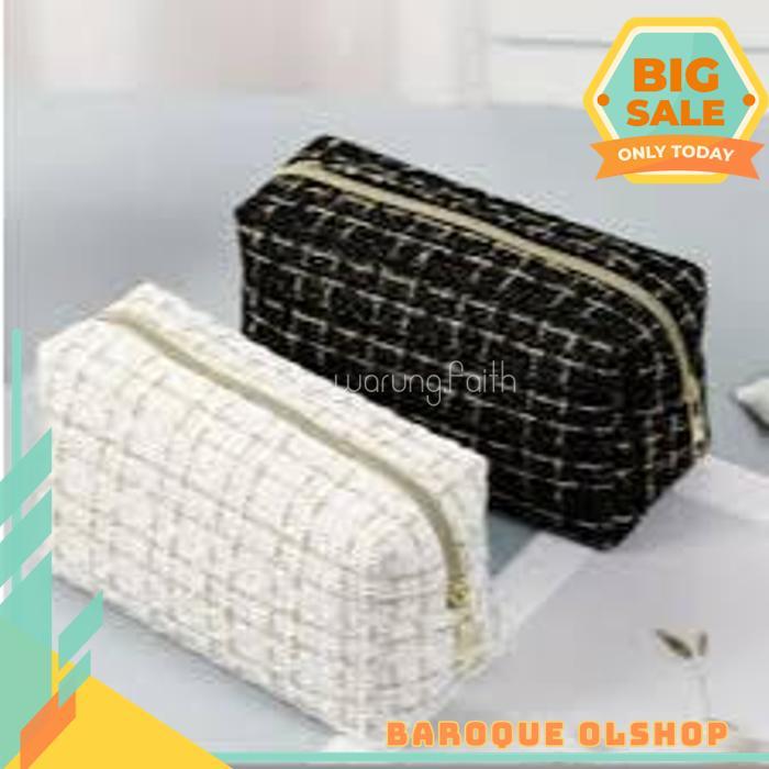 MAKEUP BAG BEAUTY BAG TAS KOSMETIK TRAVEL BAG ORGANIZER / TWEED TAS KOSMETIK PORTABLE MAKEUP POUCH T