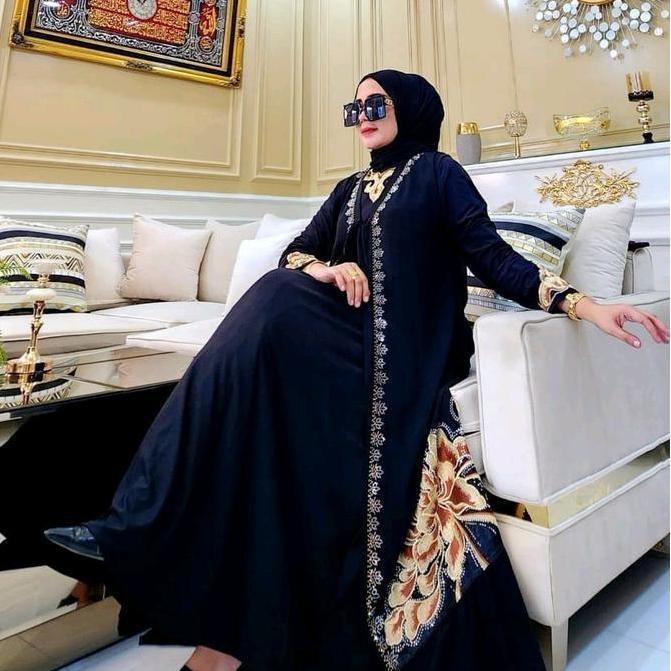 Wxwxw- Myabaya_Store Abaya Turkey Model Rompi 77 Gamis Abaya Arab Hitam Jersey Mix Ceruti Bordir Mot