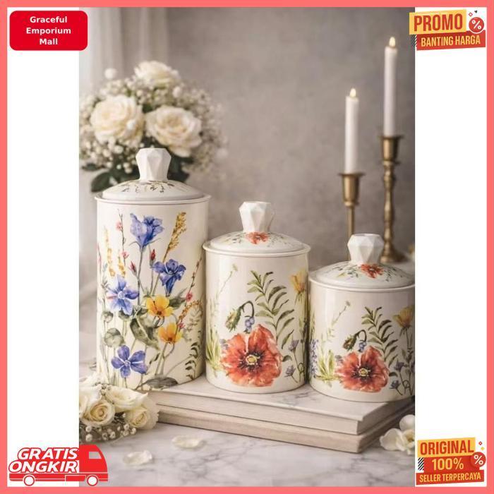 Terlaris Toples Sultan Set Isi 3 Toples Kue Kering Lebaran Mewah Elegan Cantik