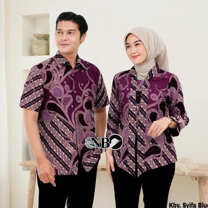 Kebaya Batik Atasan Kerja Kantor Busui Resleting Depan Wanita Blus batik Warna Soft Blue Biru Muda B