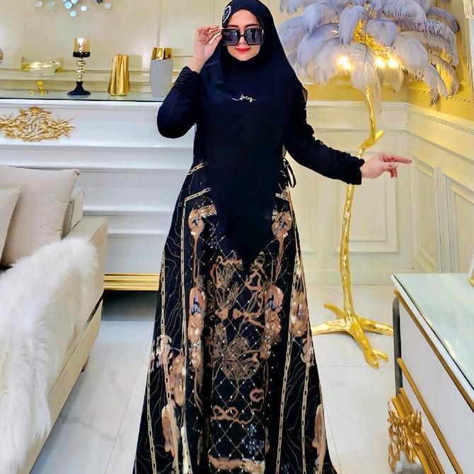 Wxwxw- Shabira Syari Motif Arsy Hijab Gamis Motif Gamis Pengajian Seragam Setsyari Khimar Motif Bung