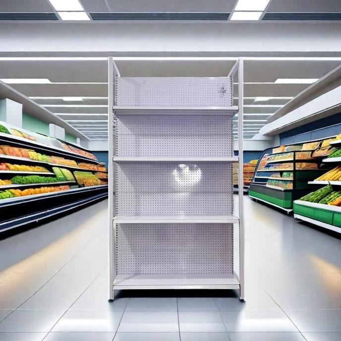 Terlaris Dhwe Rak 100% Baja Untuk Display Barang Dagangan Dengan Tiang Rak Supermarket Toko Swalayan