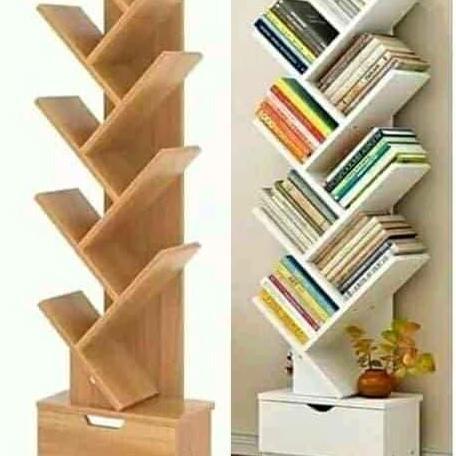 Terlaris Rak Buku Pohon, Rak Jati, Tempat Buku Silang, Rak Buku Modern