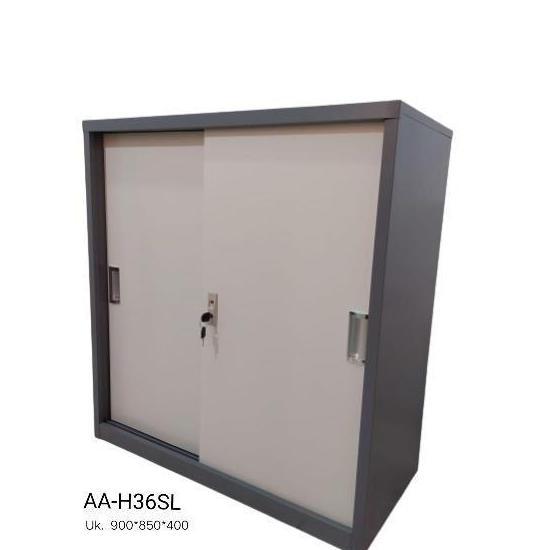 Grosir Lemari Besi Sliding Kaca - Lemari Arsip Besi - Lemari Besi Aa-H36Sl - Lemari Arsip Pendek - L