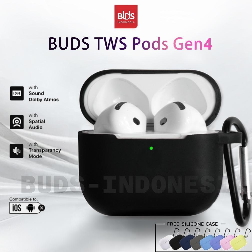BUDS TWS Pods Gen4 Earphone Bluetooth Headset Bluetooth Wireless Earbuds Super Bass dengan Audio Spa