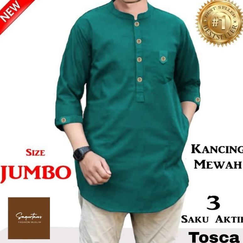 ARVESSA BAJU KOKO QURTA MUSLIM TRIKHAN JUMBO PRIA KANCING MEWAH TERMURAH