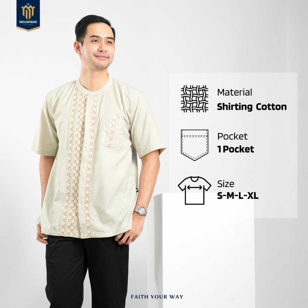 RAVELLEVAULT MUSLIMADANI BAJU KOKO ISHAQ REGULAR KOKO DEWASA LENGAN PENDEK DAN LENGAN PANJANG BORDIR