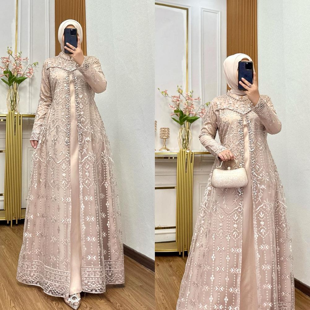 Ez23 Baju Gamis Regina, Setelan Gamis Mewah Regina, Baju Pesta Mewah Dari Size M - 5L, Ld130 Jumbo E