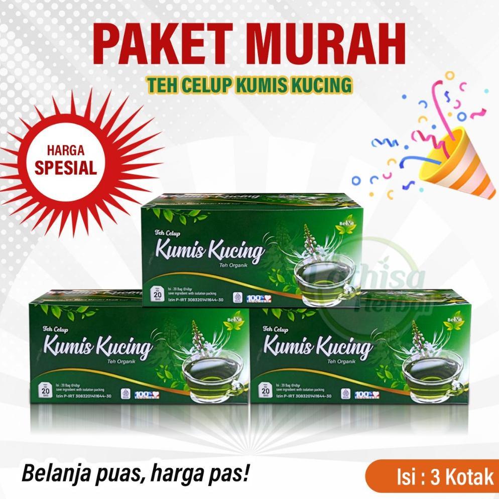 (Terbaru) Paket Murah 3 Kotak Teh Celup Daun Kumis Kucing Teh Original (Terlaris)