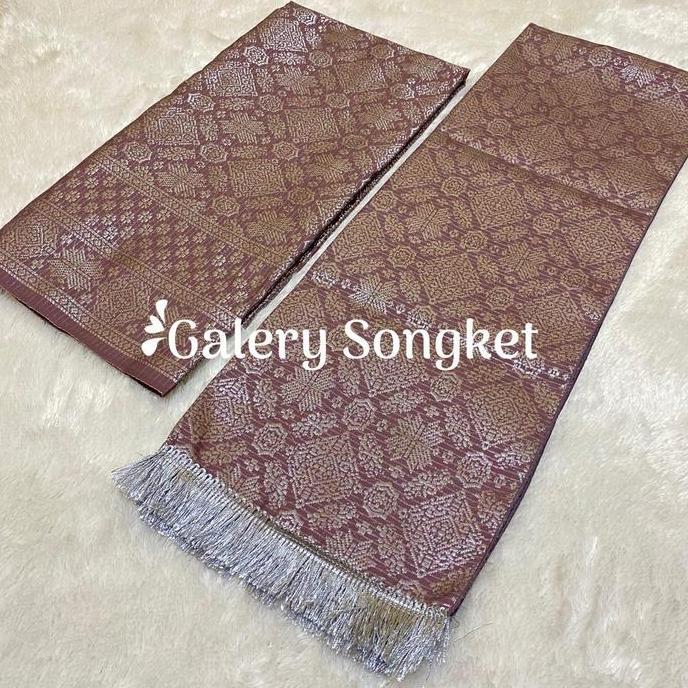 Set Selendang dan Rok Songket Jumbo Berubah-Ubah Motif Semi Palembang - Lilit Wanita Silver Hitam Bi
