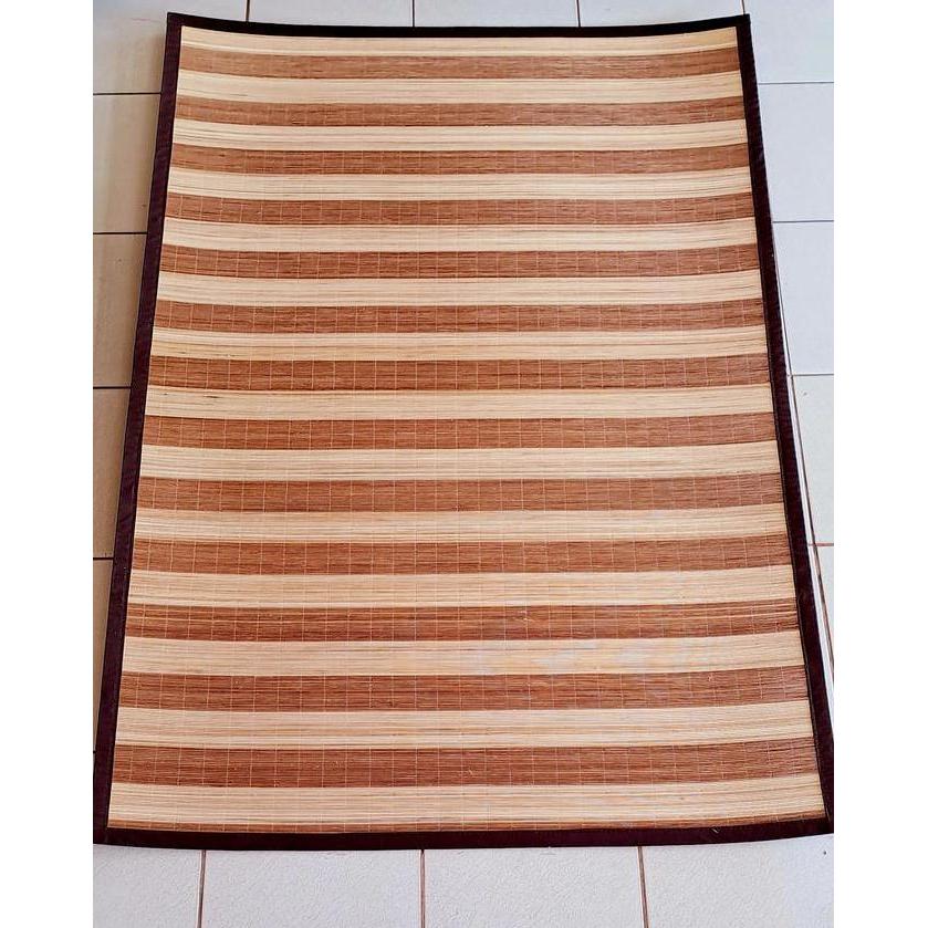 Promo 140Cm X 200Cm Tikar Core Rotan Motif - Tikar Karpet Rotan Core Belang