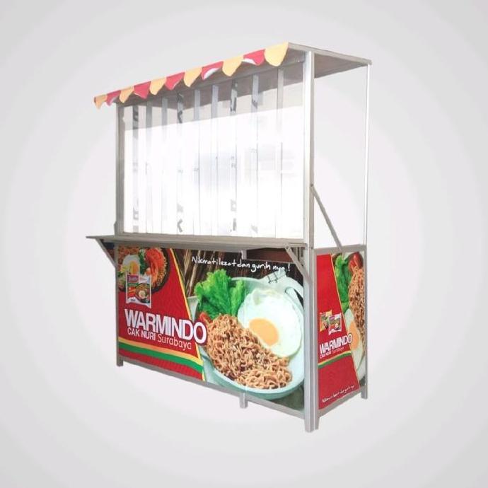 Terlaris [B30] Booth Portable / Gerobak Lipat Warmindo + Atap