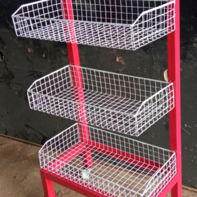 Terlaris Rak Ciki Snack Warung 4 Susun Pakai Roda