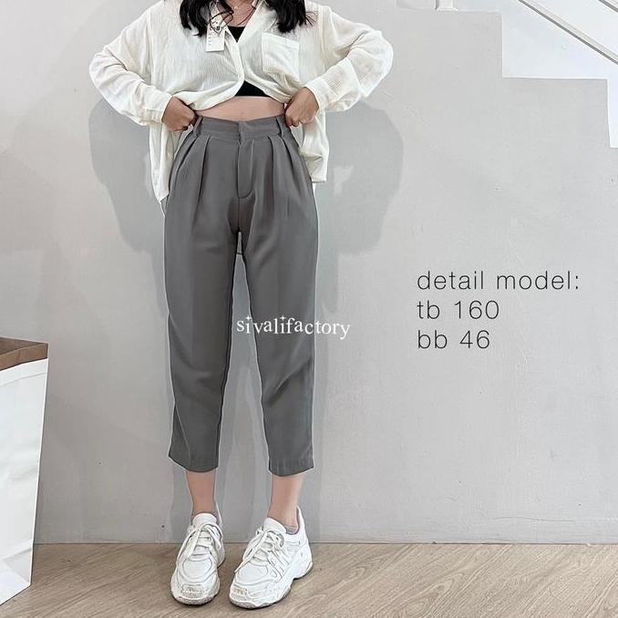 Subordinate- Sivali Elika Pants - Celana Ankle Loose Wanita Panjang 7/8 Bahan Jatuh Katun Polyester 