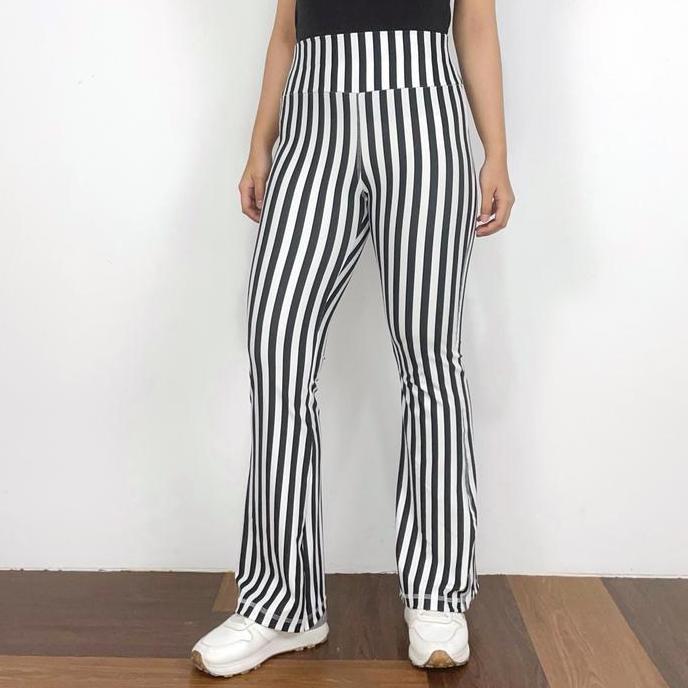 Fitto- 150 Jhob Sport Celana Legging Motif Flare Yoga Sport Gym Celana Cutbray Basic Wide Leg Highwa