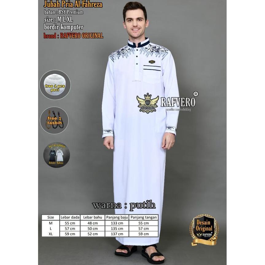 Jubah Muslim Bordir Fahreza Original Rafvero - Jubah Bordir Pria Premium - Baju Gamis Jubah Pria Dew