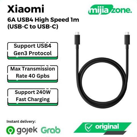 XiaoMi 6A USB4 Braided High Speed USB Cable USB-C to USB-C 1m Fast Charging Kabel Data