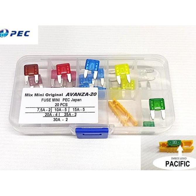 Paket Fuse Tancap Sekring Motor Mobil Blade Mini Kecil 20 Pcs Mix Original Asli Avanza Xenia