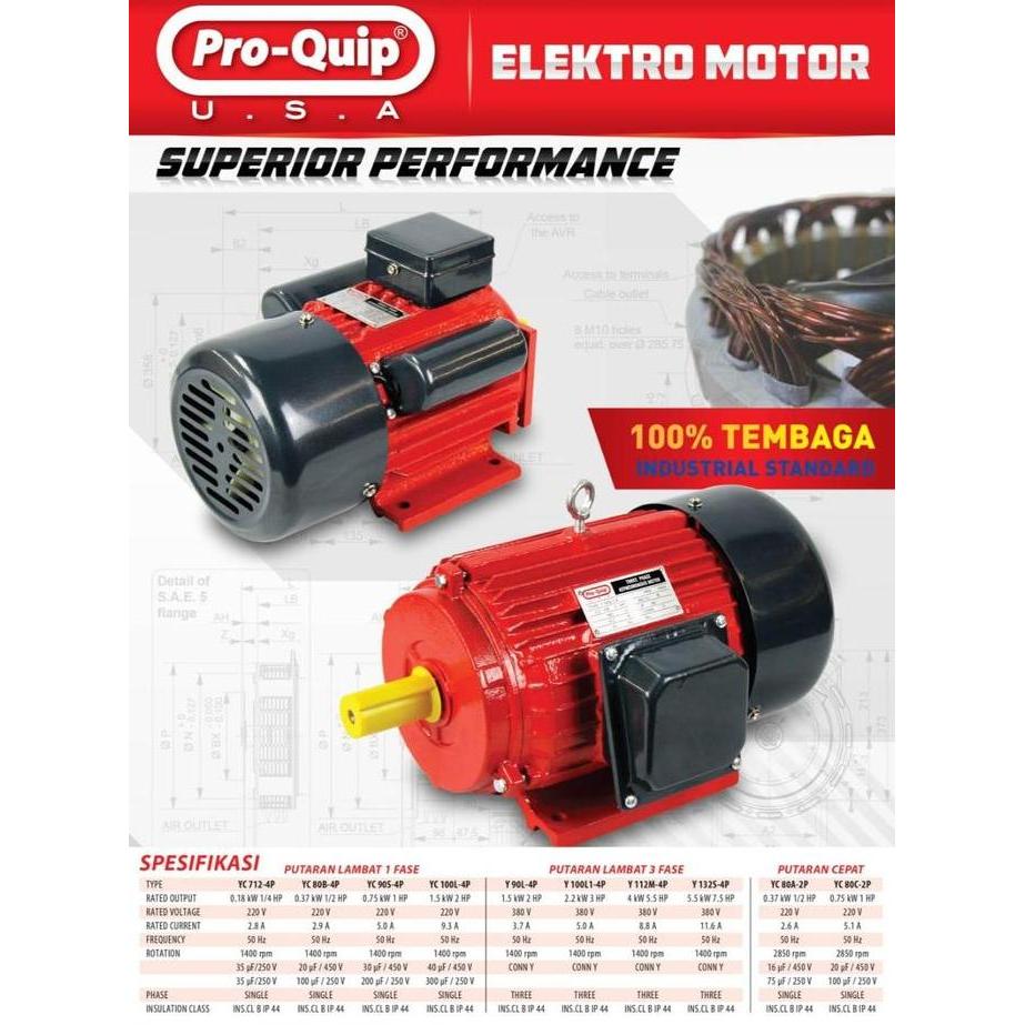 GUNMED Dinamo Motor Penggerak 5HP 4P 1Ph 1450Rpm PROQUIP Motor Listrik