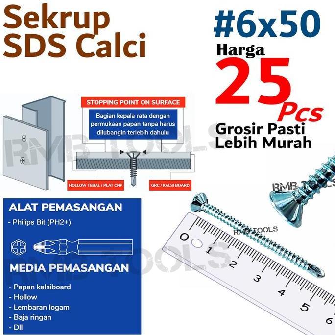 Sekrup SDS FH GRC 6x50 / Skrup Kalsiboard Lisplang Conwood Calci #6 original