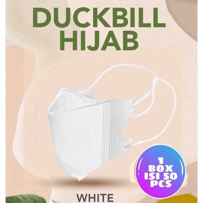 Bisa Cod - Duckbill Hijab Hitam Putih Duckbill Headloop Mask Disposable50Pcs
