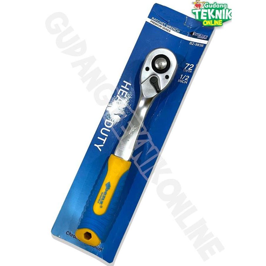 RXT Gagang Kunci Sok 1/2" BENZ BZ9836 72T  Rachet Handle Wrench Shock 1/2 Inch Gagang Kunci Sok Hand