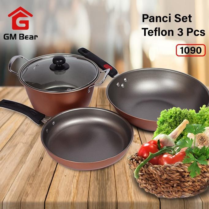 Gsf Panci Teflon Get 3 1 Set/ Satu Set Teflon/ Panci Teflon Set 3in1 new anti lengket