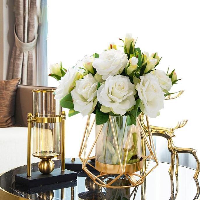 Vas Bunga Besar Mewah Eyre - Vas Kaca Premium untuk Bunga Hidroponik, Dekorasi Ruang Tamu & Meja Mak