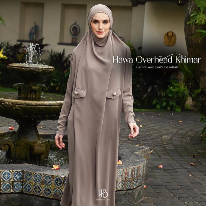 HIJABERLIN - Hawa Overhead Khimar Dress Wood - Gamis Syari Umroh Haji Premium