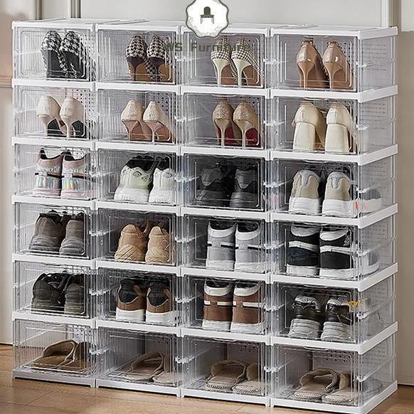 NEW - KOTAK SEPATU TRANSPARANT SUSUN MODEL LACI RAK PLASTIK SEPATU MULTIFUNGSI