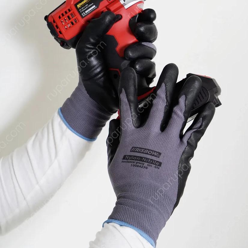 Krisbow Safety Gloves Sarung Tangan Pengaman Nilon Nitril
