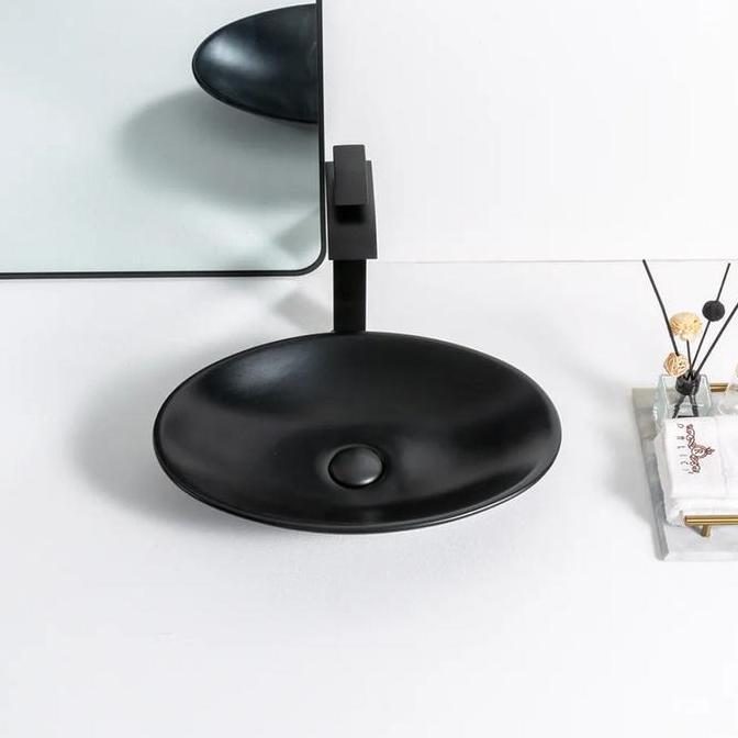 Wastafel Keramik Hitam Oval Wikea K327 / Wastafel Hitam K 327 Minimalis