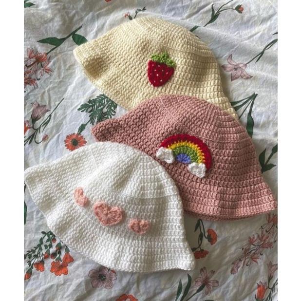 bucket hat rajut / topi rajut anak dan dewasa
