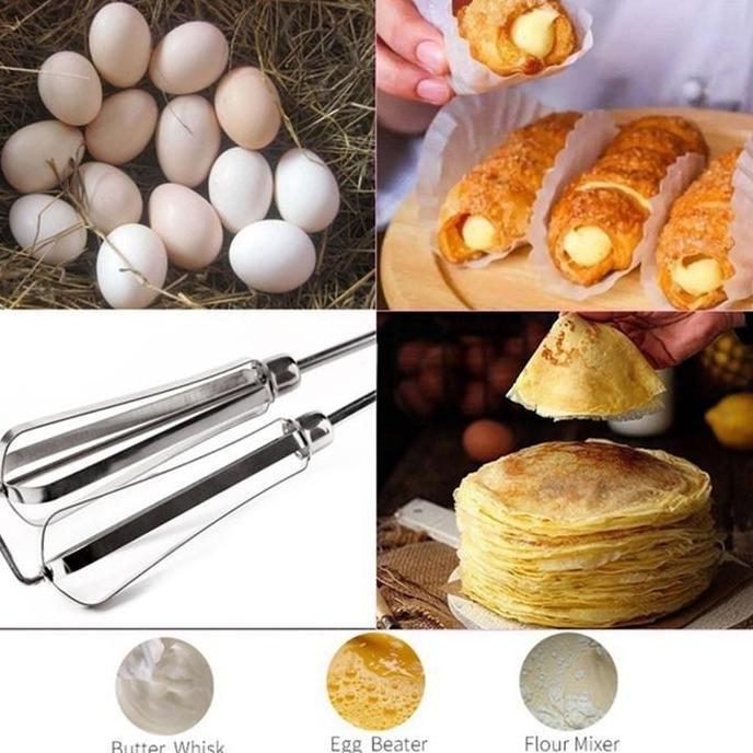 Kocokan Tangan Manual Putar Pengocok Telur Mixer Blender Stainless LA