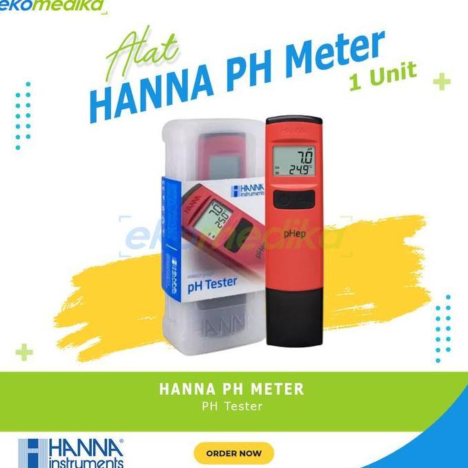 HANNA HI 98107 PH METER POCKET TESTER ALAT PENGUKUR PH AIR RANGE 0-14 AKURAT CEPAT 4X1.5V ALKALINE 8