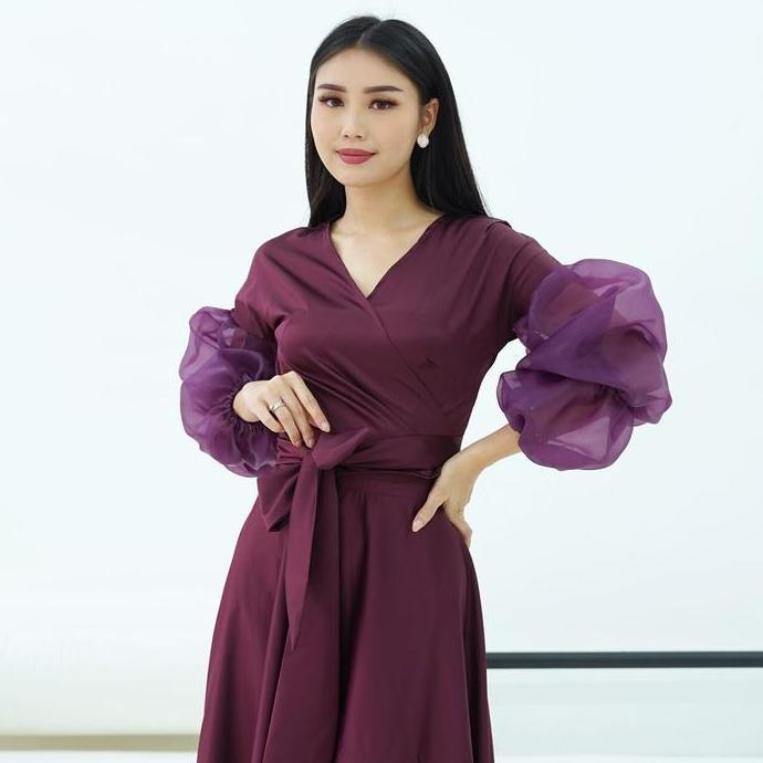 Atasan Organza Lengan Balon Cendana Blouse Top Wanita LA