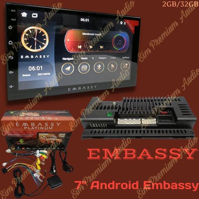 HEAD UNIT ANDROID EMBASSY 7 INCH PLATINUM RAM 2GB / ROM 32GB ANDROID ORIGINAL DAN TERPERCAYA