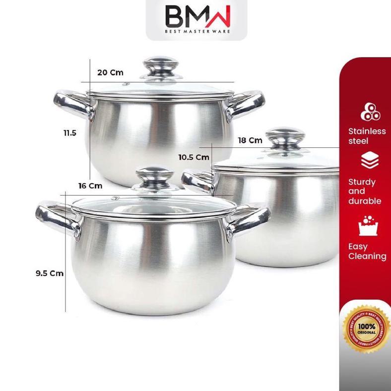 CUCI GUDANG Panci Soup Labu BMW satuan dan set Tutup Kaca Pumpkin Satuan High Quality