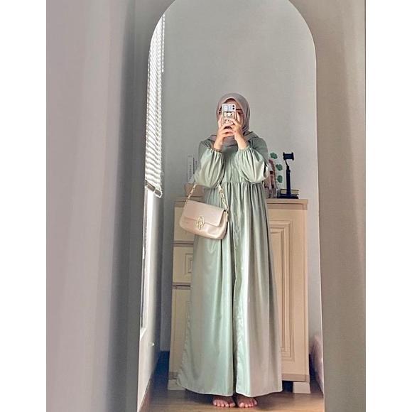 Gamis Dress Couple Hijau Sage Katun Toyobo S-Xxl Original
