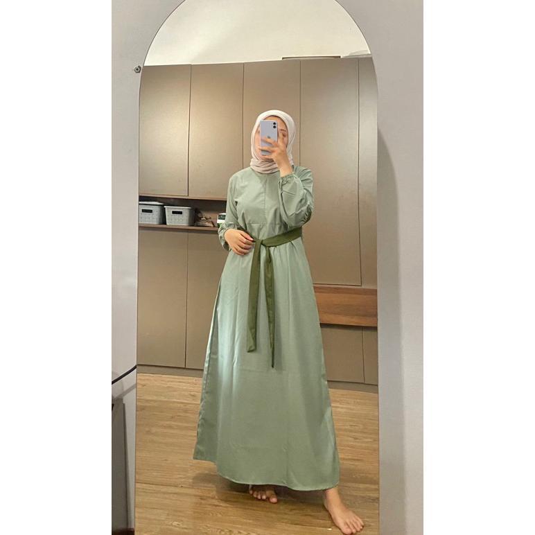 Gamis Couple Ibu Dan Anak Warna Hijau Sage Variasi Army Premium