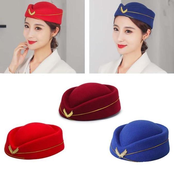 Topi Pramugari Wanita Topi Seragam Aksesoris Pesta Topi Seragam Pramugari