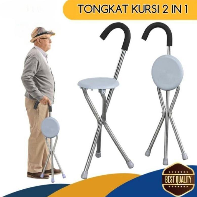 Tongkat Duduk / Tongkat Kursi Lipat Sella Tongkat Duduk Kursi Lipat Lansia