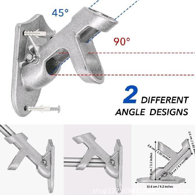 DPC Store 1 SET Tiang Bendera Portable Baja Tahan Karat Teleskopik 2 Meter Stainless Steel Adjustabl