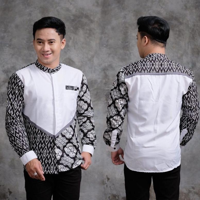 ARVESSACORNER BAJU KOKO PRIA LENGAN PANJANG/ BAJU KOKO KOMBINASI BATIK TERBARU/ BAJU KOKO LENGAN PAN
