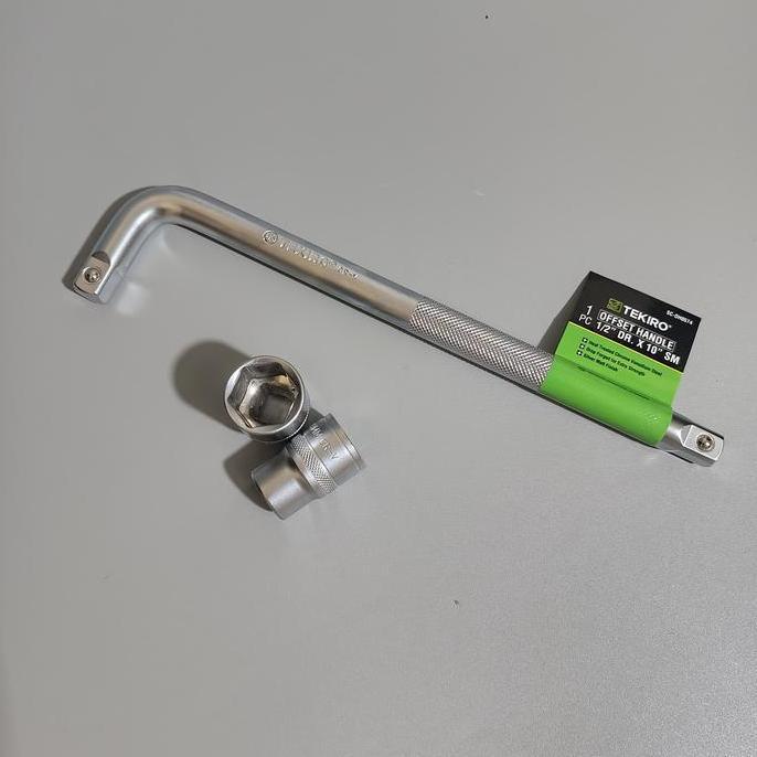 Ready Paket Gagang Kunci Shock L Tekiro Offset Handle Sok 1/2 Inch + Mata Sock 19-22-24 Mm/ Kunci Cv